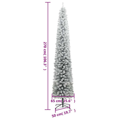 Vidaxl Árbol De Navidad Estrecho Con 300 Led Y Bolas Y Nieve 270 Cm_2