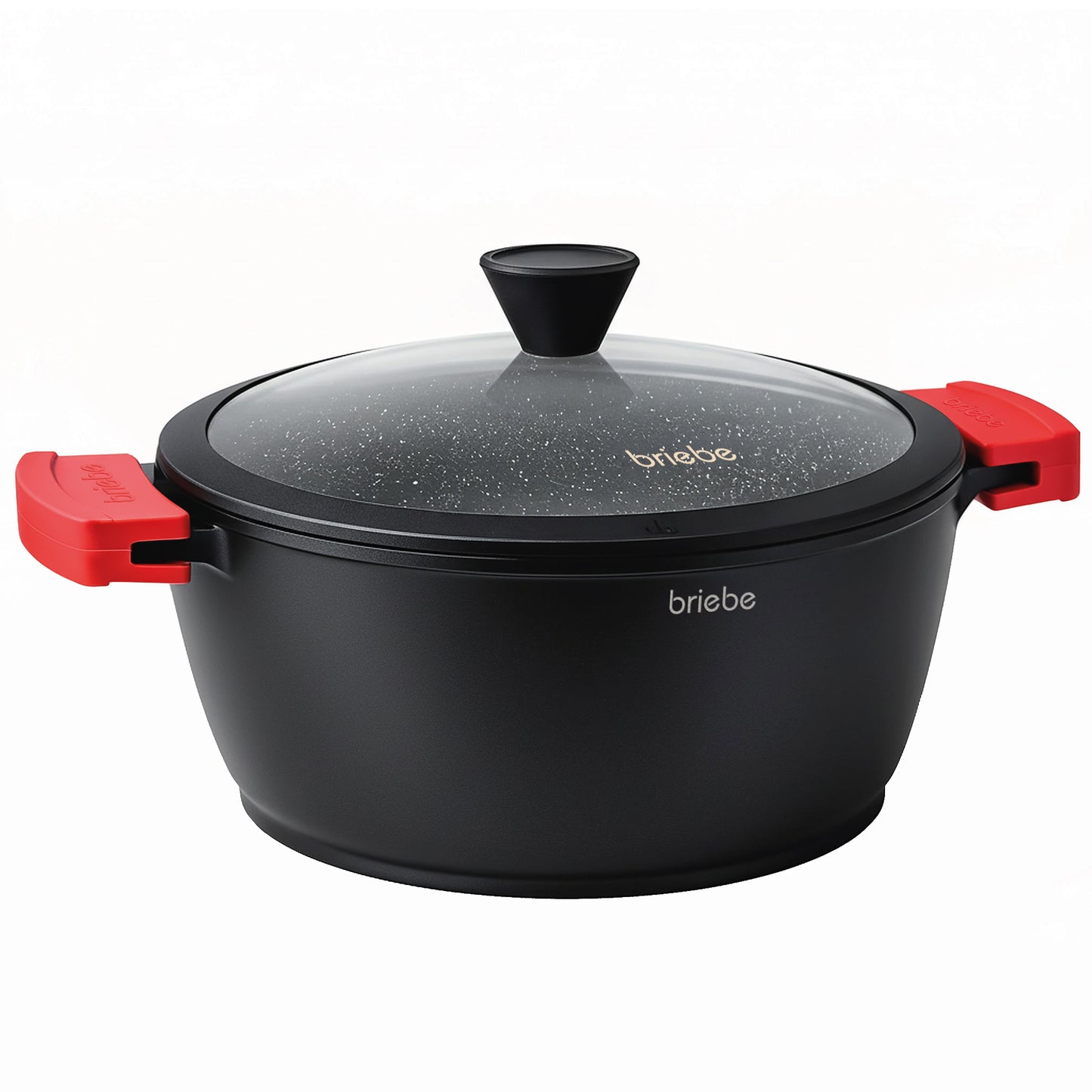 Briebe Cacerola Cocina Inducción Antiadherente Titanio, Cazuela 28cm, Aluminio Fundido Sin Pfoa, Tapa, Black Titanium_0