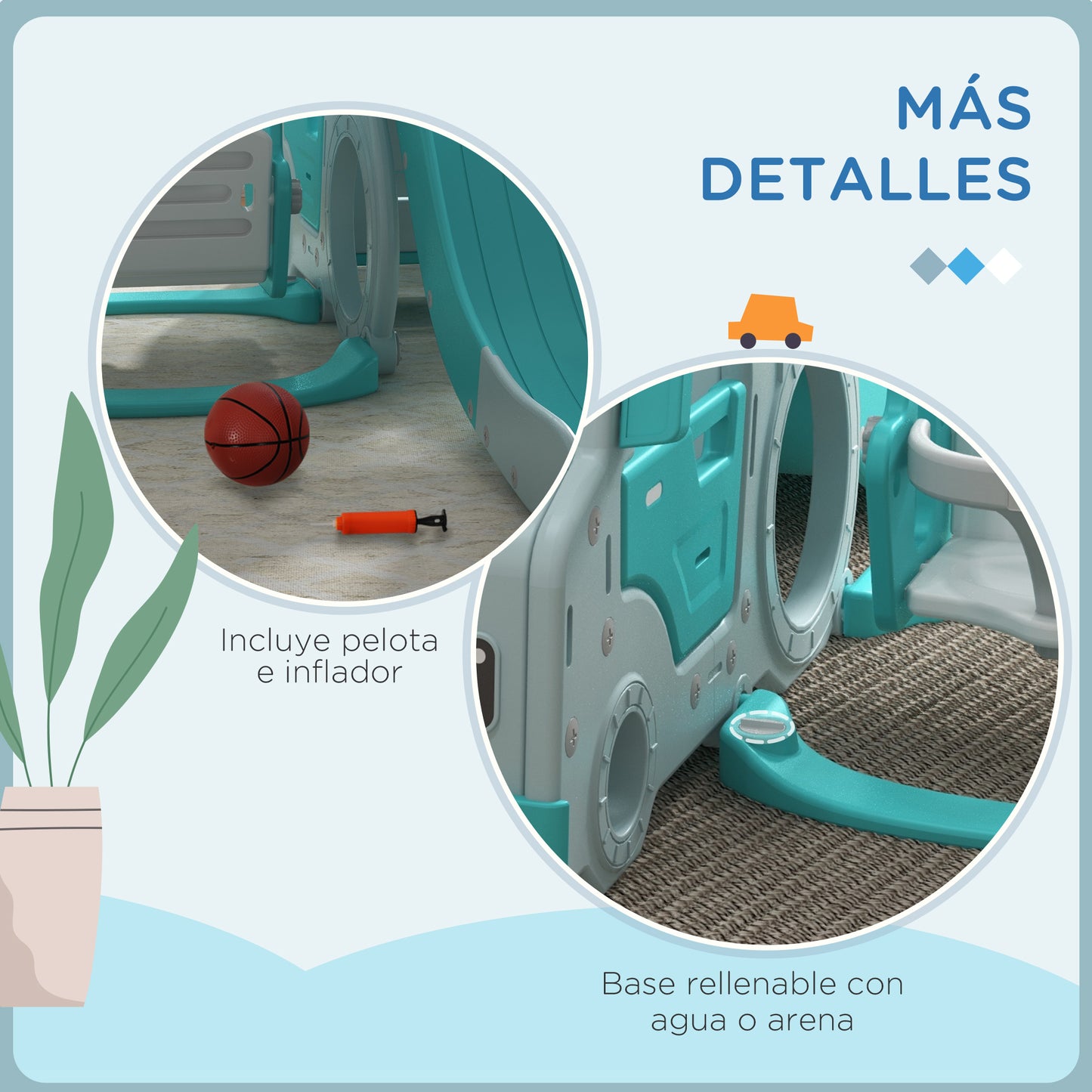 Aiyaplay Juego De Tobogán Y Columpio Para Niños 6 En 1 201x151x87,5cm Azul Claro_3