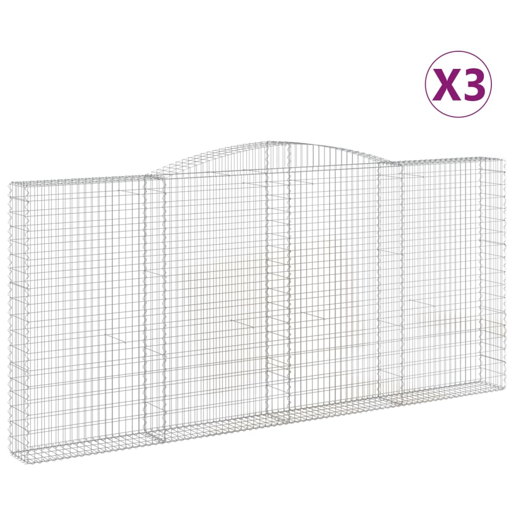 Cestas De Gaviones 3 Uds Forma De Arco Hierro 400x30x180/200 Cm_0