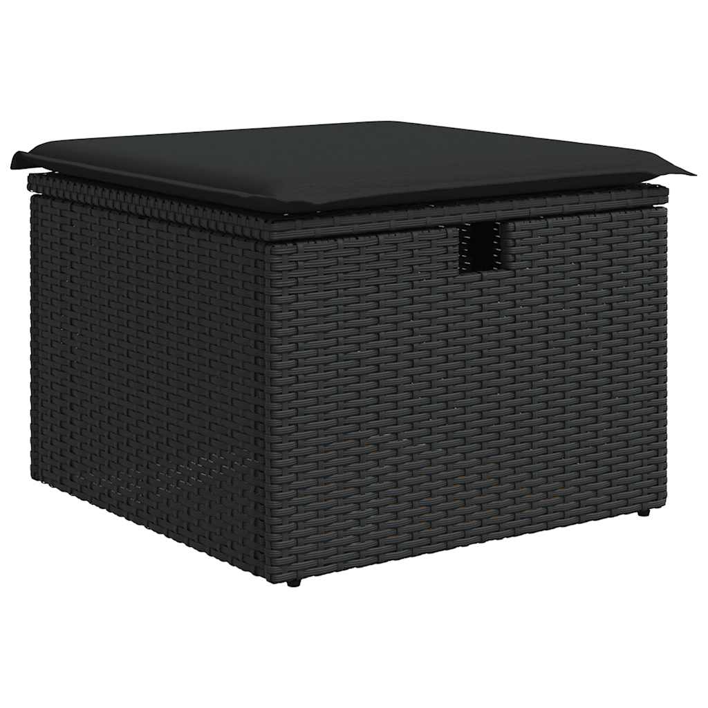 Set Sofás Jardín Y Cojines 5 Pzas Ratán Sintético Acacia Negro / Vetonek_0