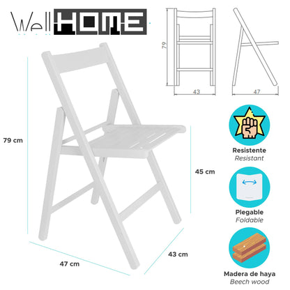 Well Home Mobiliario & Decoración - Pack 4 Sillas Bas En Madera De Haya, Acabado Blanco_1