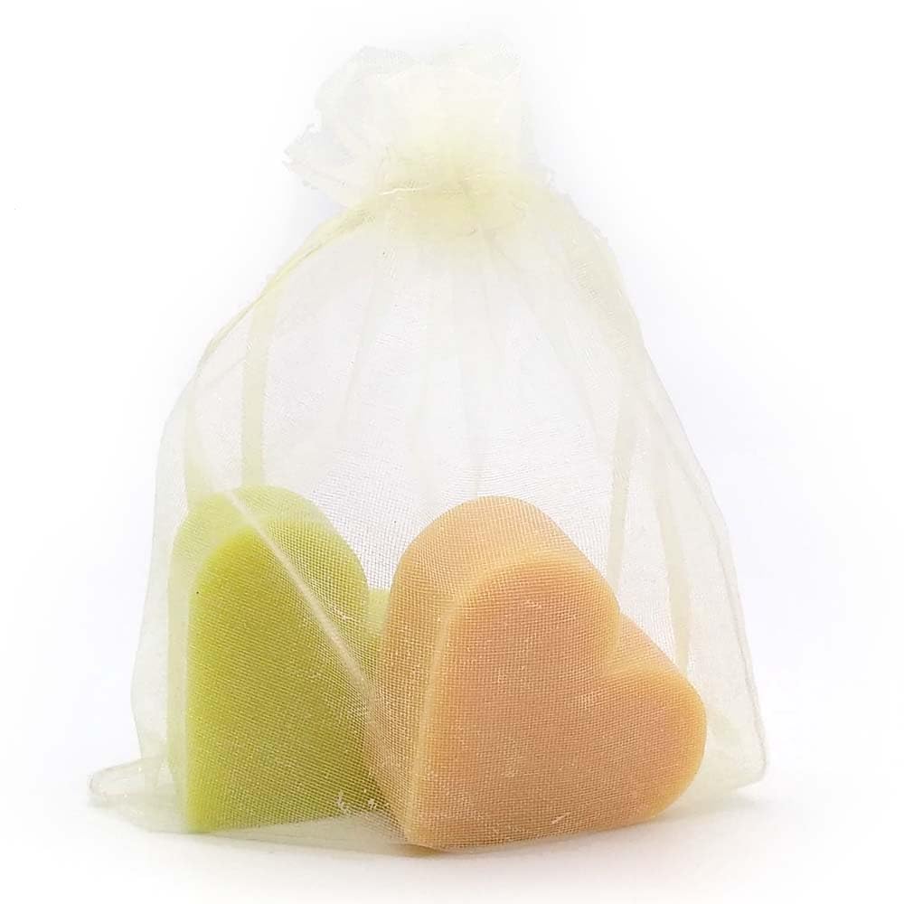 Bolsa De Organza Con 2 Jabones - Aroma Té Verde - Jabón De Glicerina Con Forma De Corazón - Detalle Para Invitados_3