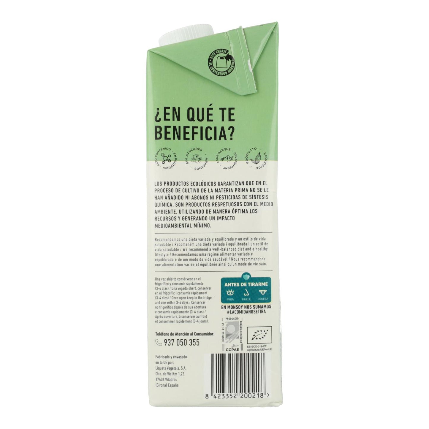 Embalagem de 6 bebidas de soja orgânicas Monsoy, 1L