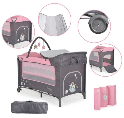 Cuna De Viaje Con Cambiador Sleepy Pink_0
