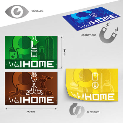 Set De 4 Etiquetas Magnéticas Para Reciclaje, En Pvc, Mate - Full-color - De 80mm X 50mm