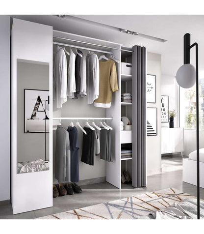 Vestidor Rus I Con Columna Cerrada Espejo Cortina Y Baldas En Blanco 205 Cm(alto)177,4 Cm_1