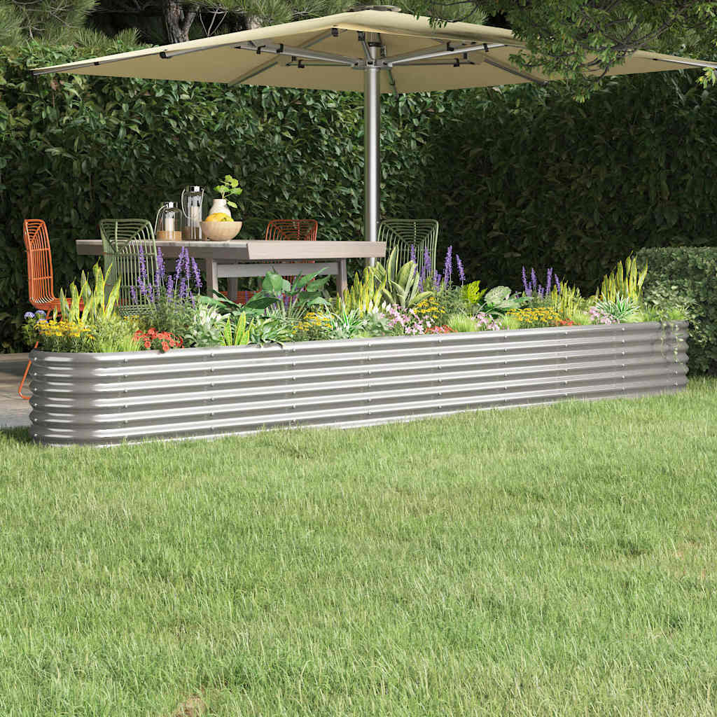 Jardinera Arriate Acero Galvanizado Plata 332x40x36 Cm_1