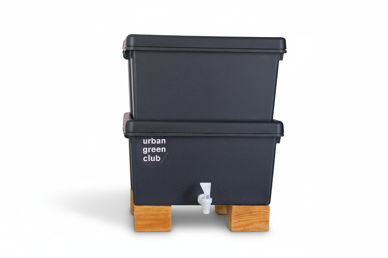 Lombricompostera Doméstica De Plástico Reciclado Urban Green Club - 38,5x30x46 Cm 32 L_0