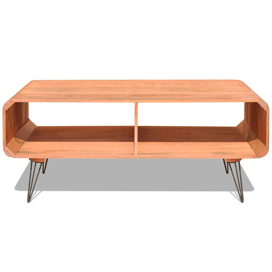 Mesa De Centro Madera Maciza Paulownia Marrón 90x55,5x38,5 Cm_0