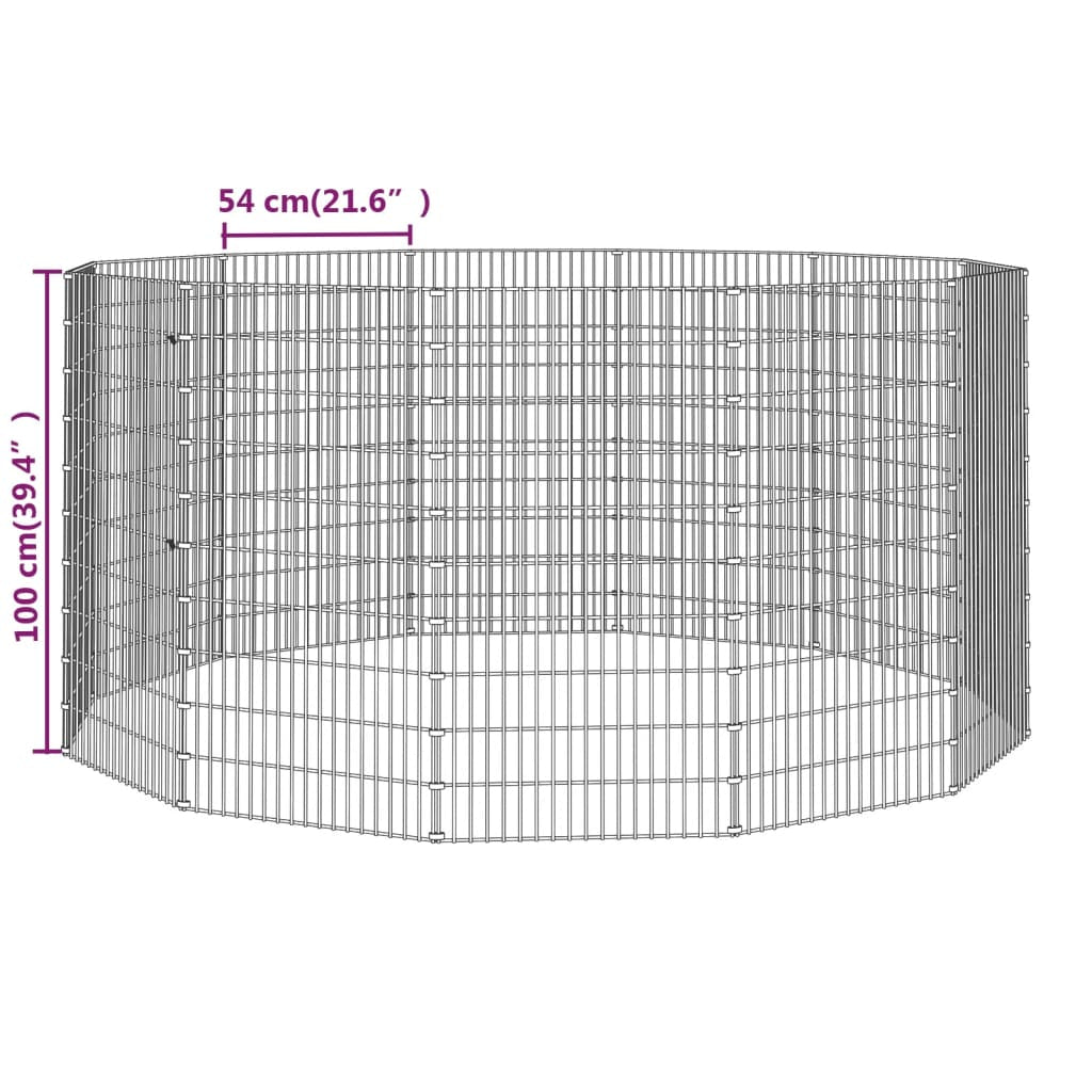 Vidaxl Cercado Para Animales De Corral (12 Paneles, 54 X 100 Cm, Hierro Galvanizado)_2