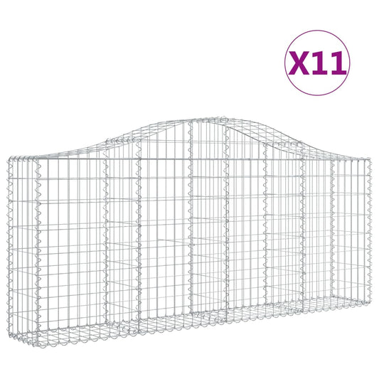 Cestas De Gaviones 11 Uds Forma De Arco Hierro 200x30x80/100 Cm_0