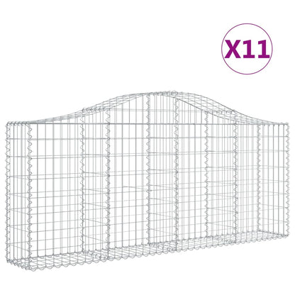 Cestas De Gaviones 11 Uds Forma De Arco Hierro 200x30x80/100 Cm_0