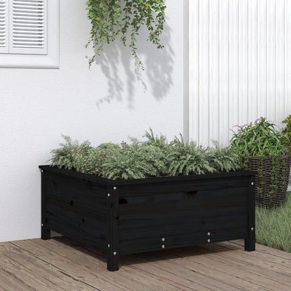 Jardinera Madera Maciza De Pino Negro 82,5x82,5x39 Cm_1