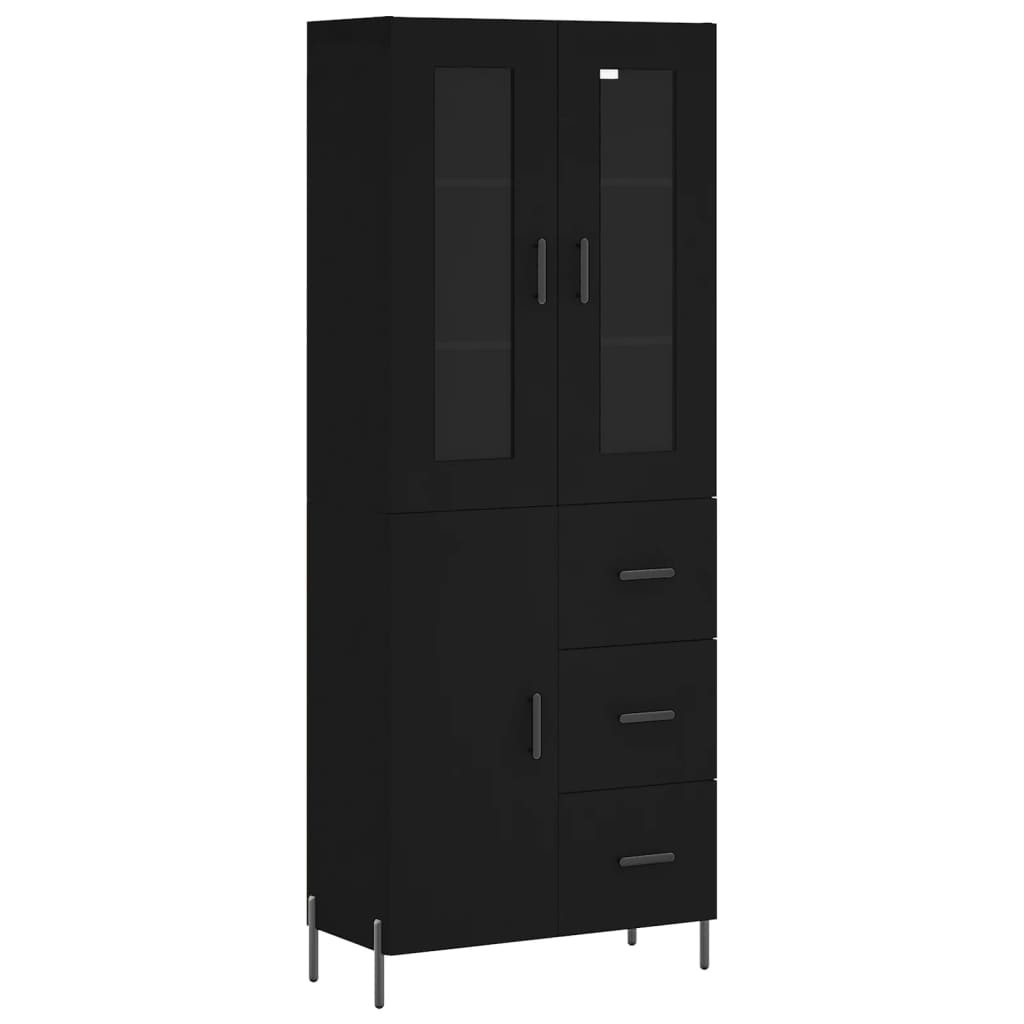 Aparador Alto Madera Contrachapada Negro 69,5x34x180 Cm_1