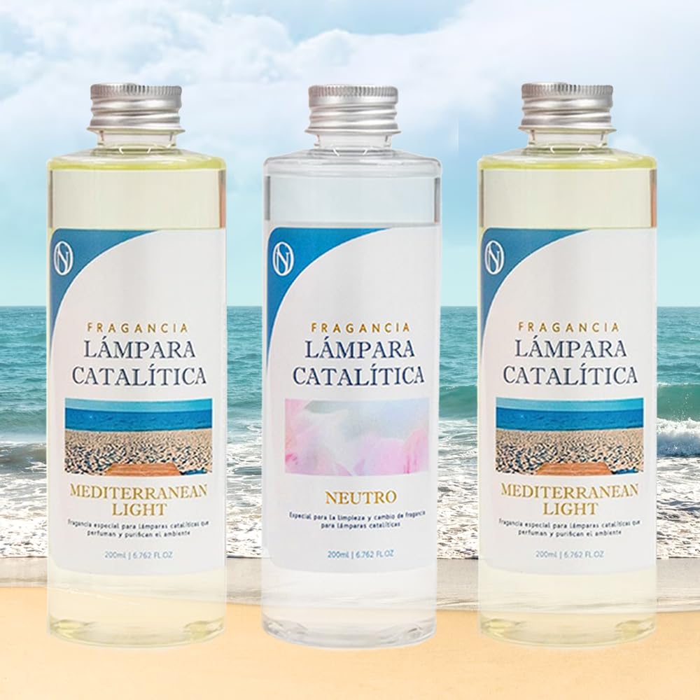 Pack 3x Fragancias Lámpara Catalítica 200ml: 2 Aroma Mediterranean Light + Limpiador Neutro. Disfruta Tu Aroma Favorito_0