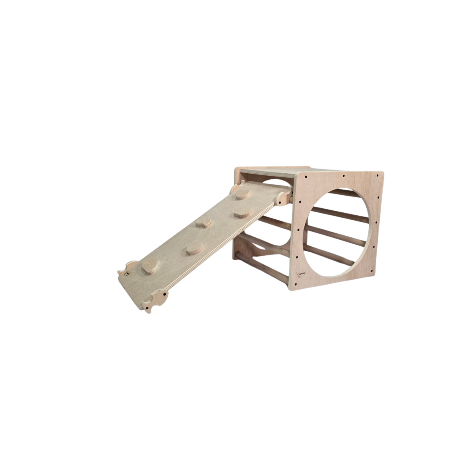 Cubo Pikler + Rampa de escalada. Acabado natural_0