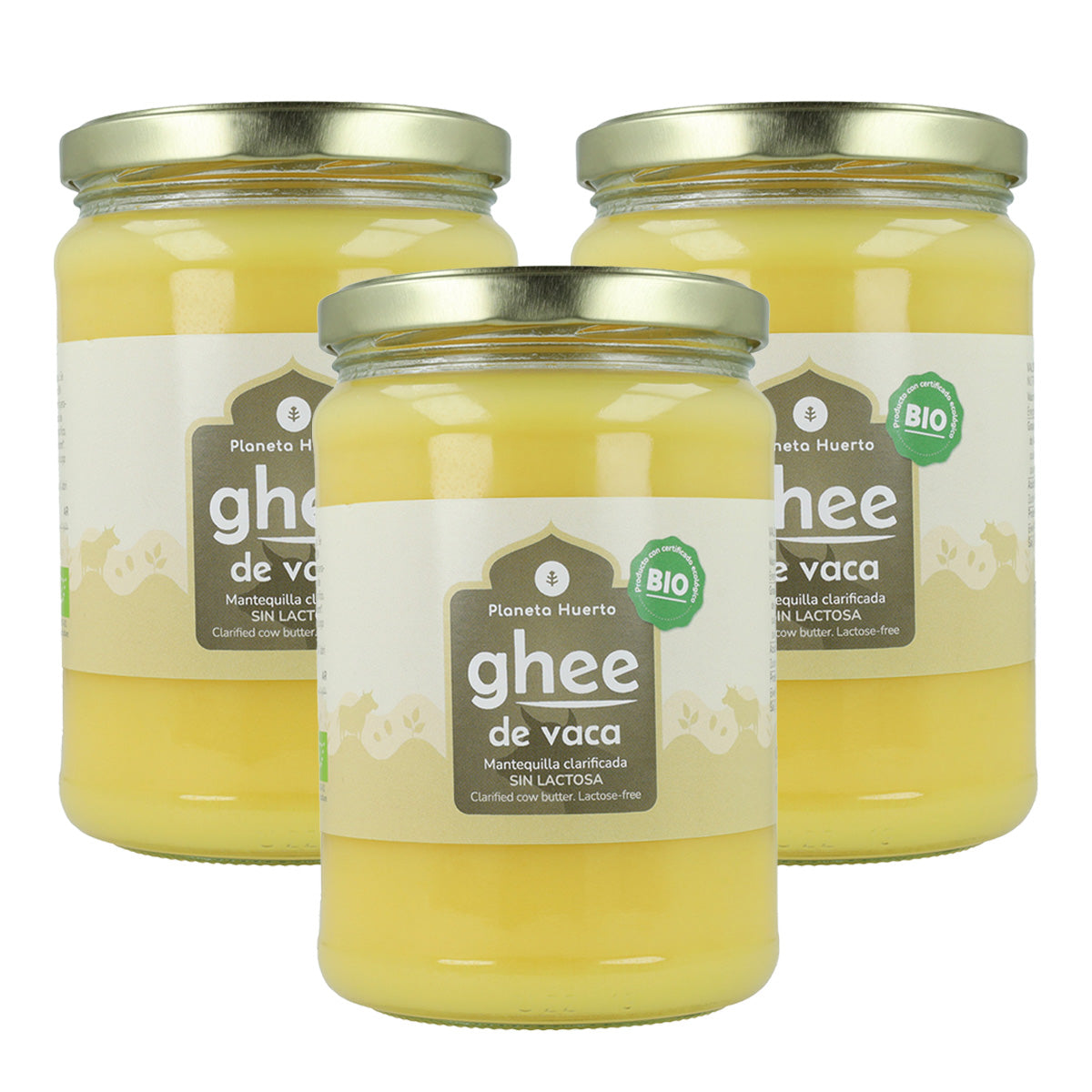 Embalagem de 3 x Ghee manteiga clarificada ECO Planeta Huerto 500 gr
