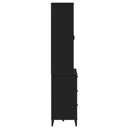 Aparador Alto Viken Madera Maciza De Pino Negro 80x40x190 Cm / Vetonek_3