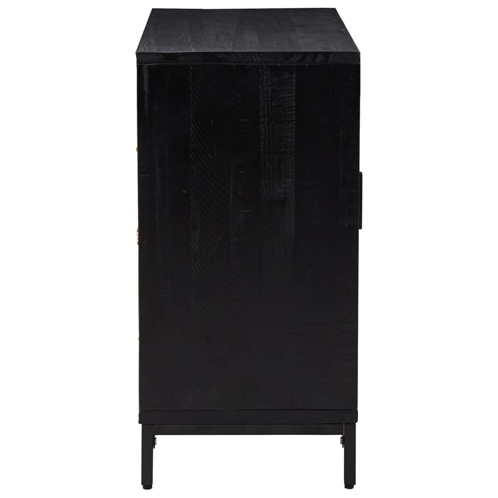 Aparador De Madera Maciza De Pino Negro 75x35x70 Cm / Vetonek_0
