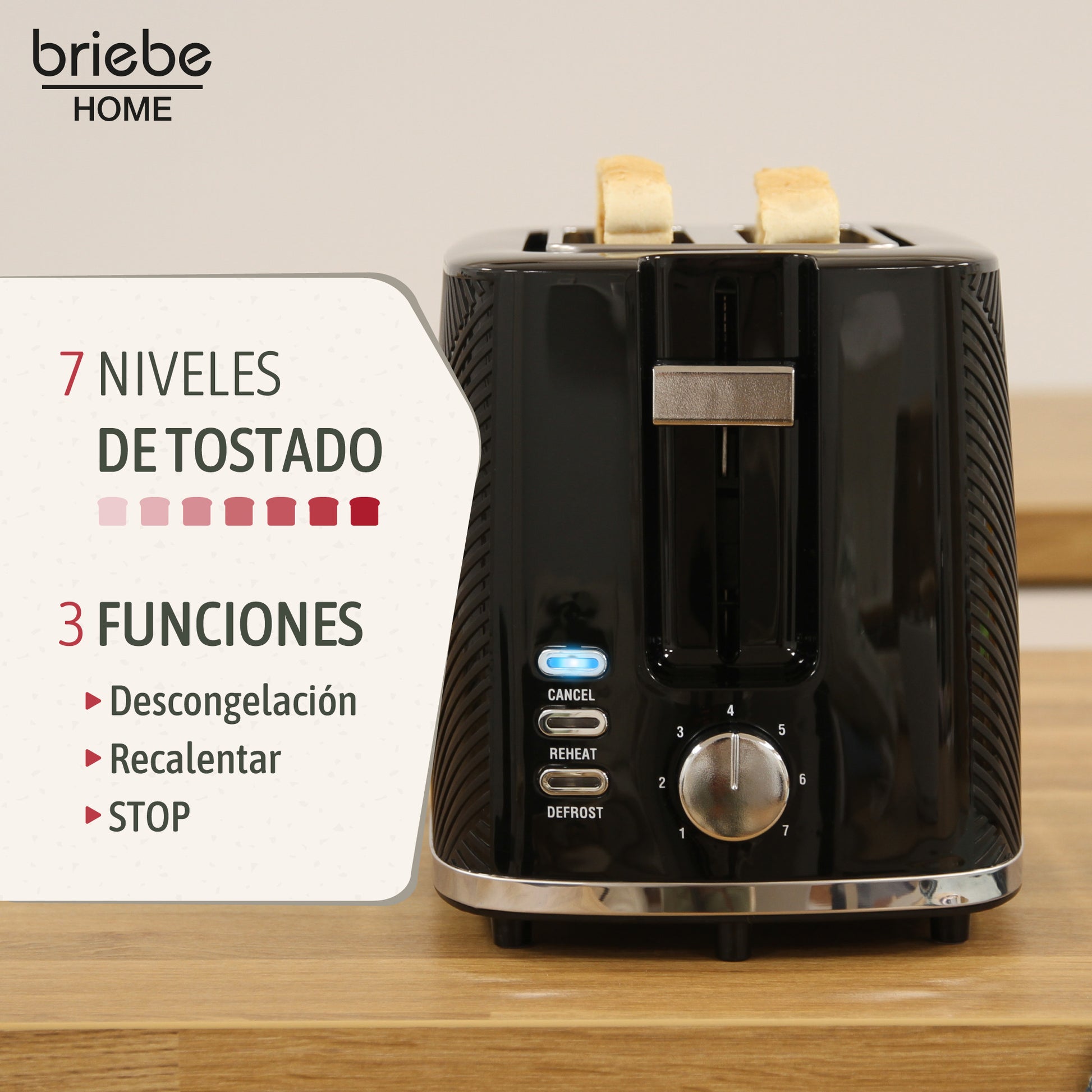 Briebe Elegance Set Tostadora Pan 2 Rebanadas Anchas + Hervidor Agua 1,7l Inalámbrico + Batidora Mano, Skt1186blk, Negro_1
