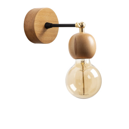 Aplique De Pared, Madera , Natural, 10x10x14, Casquillo E 27 Max 40 W