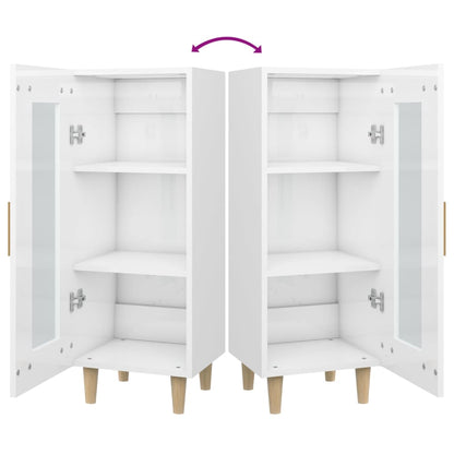 Aparador De Madera Contrachapada Blanco Brillante 34,5x34x90 Cm / Vetonek_5