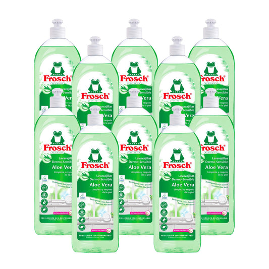 Embalagem de 10 Produtos de Limpeza de Máquina de Lavar Loiça Aloe Vera Eco Frosch 750 ml