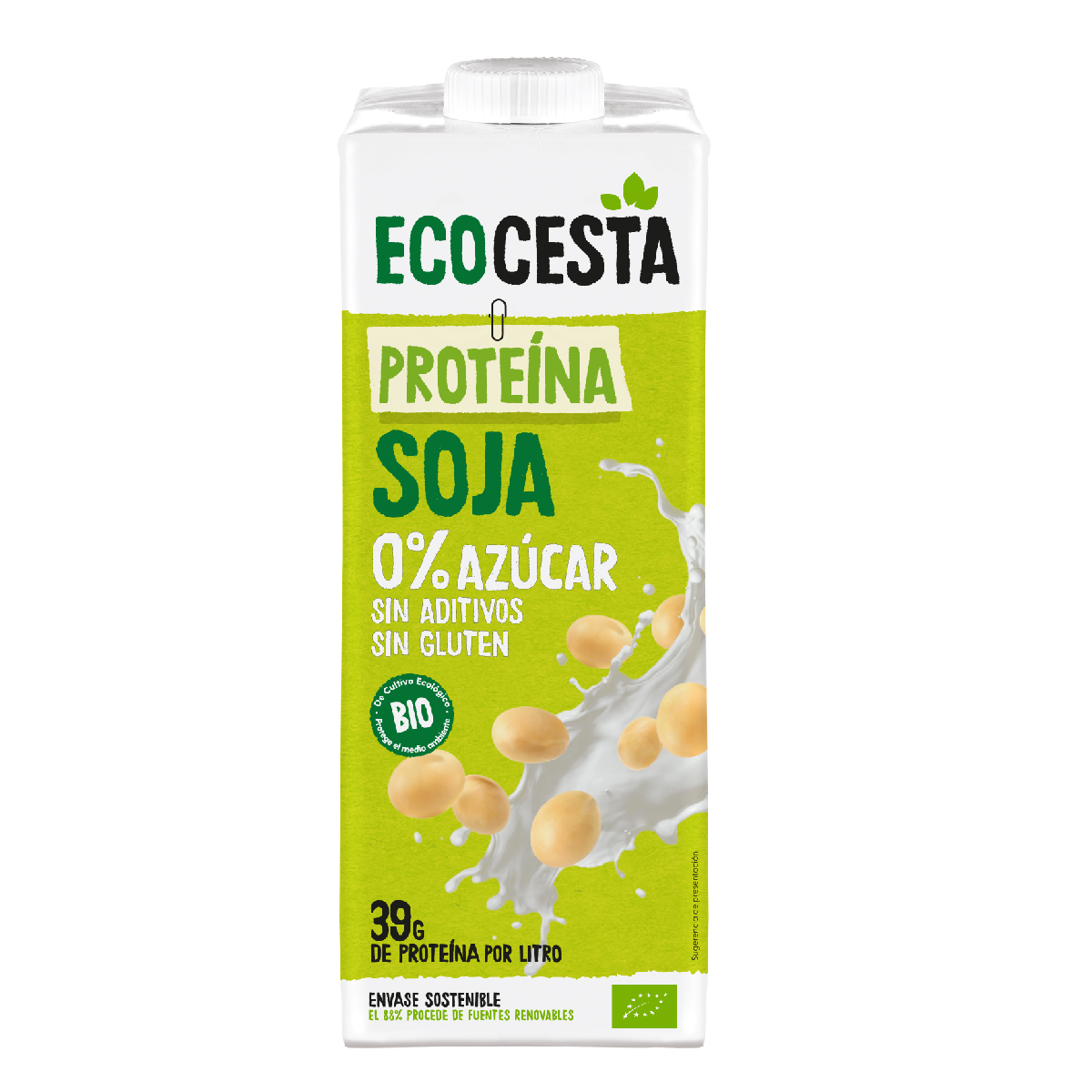 Bebida Vegetal Proteica de Soja 0% Açúcar Bio 1L Ecocesta