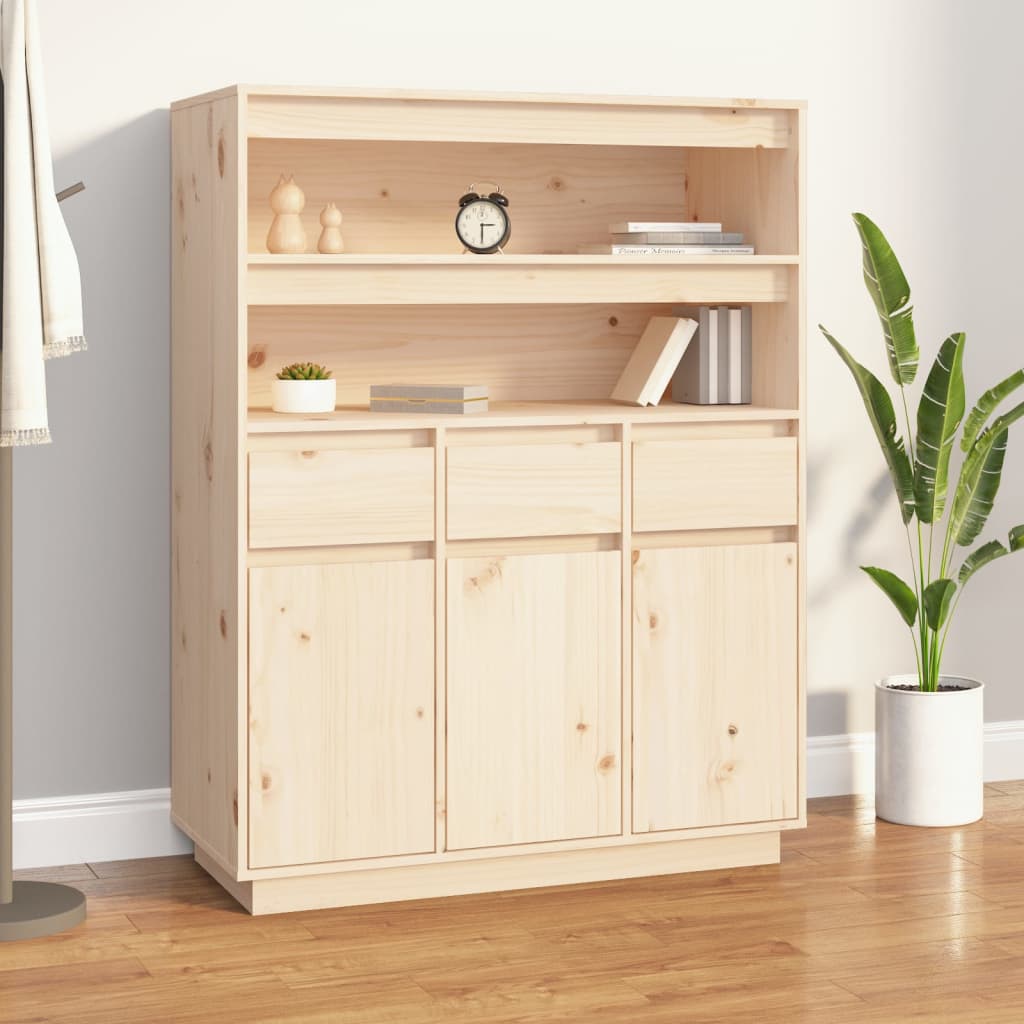Aparador Alto De Madera Maciza De Pino 89x40x116,5 Cm / Vetonek_2