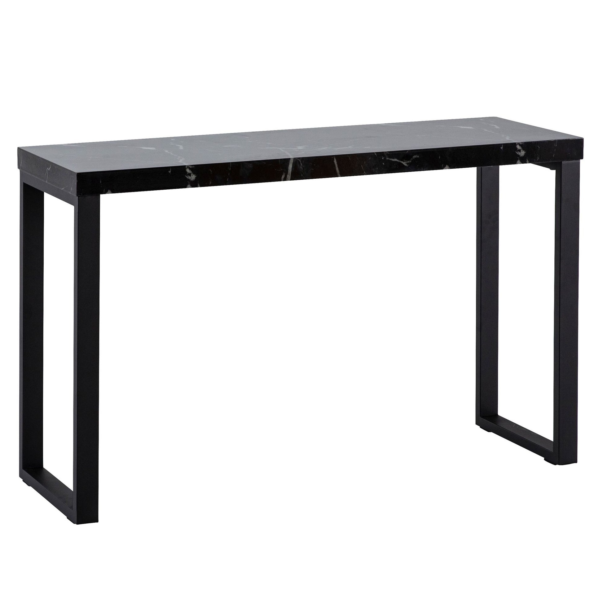 Mesa Consola Aspecto Mármol Negro Brillante 120x40x76 Cm_0