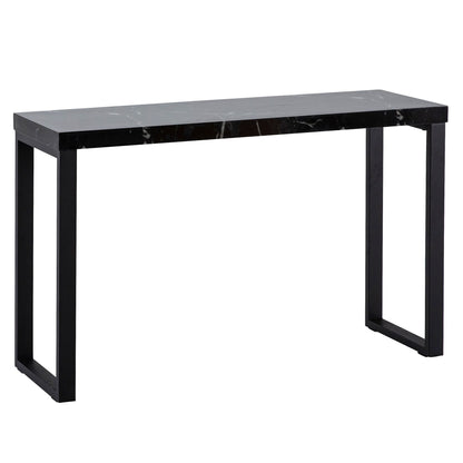 Mesa Consola Aspecto Mármol Negro Brillante 120x40x76 Cm_0