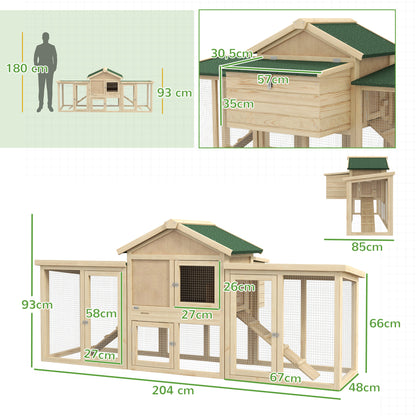 Pawhut Gallinero Grande De Madera 204x85x93 Cm Con Nido Rampa Natural_2
