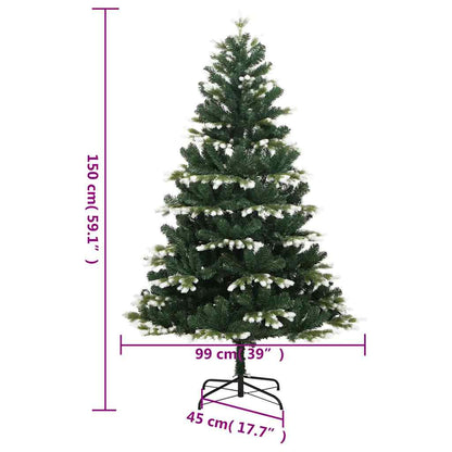 Vidaxl Árbol De Navidad Artificial Con Bisagras 150 Led Y Bolas 150 Cm_2