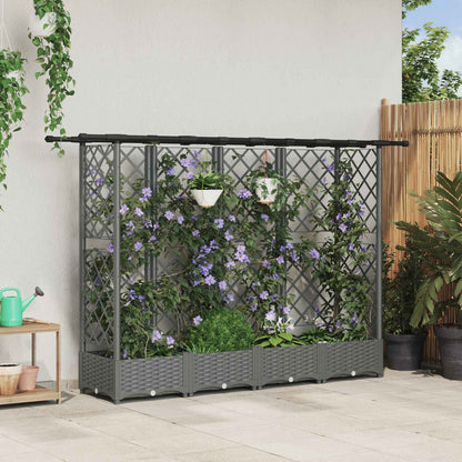 Cama Elevada Con Trellis Y Techo Gris Claro 202,5 X 40 X 121 Cm_1
