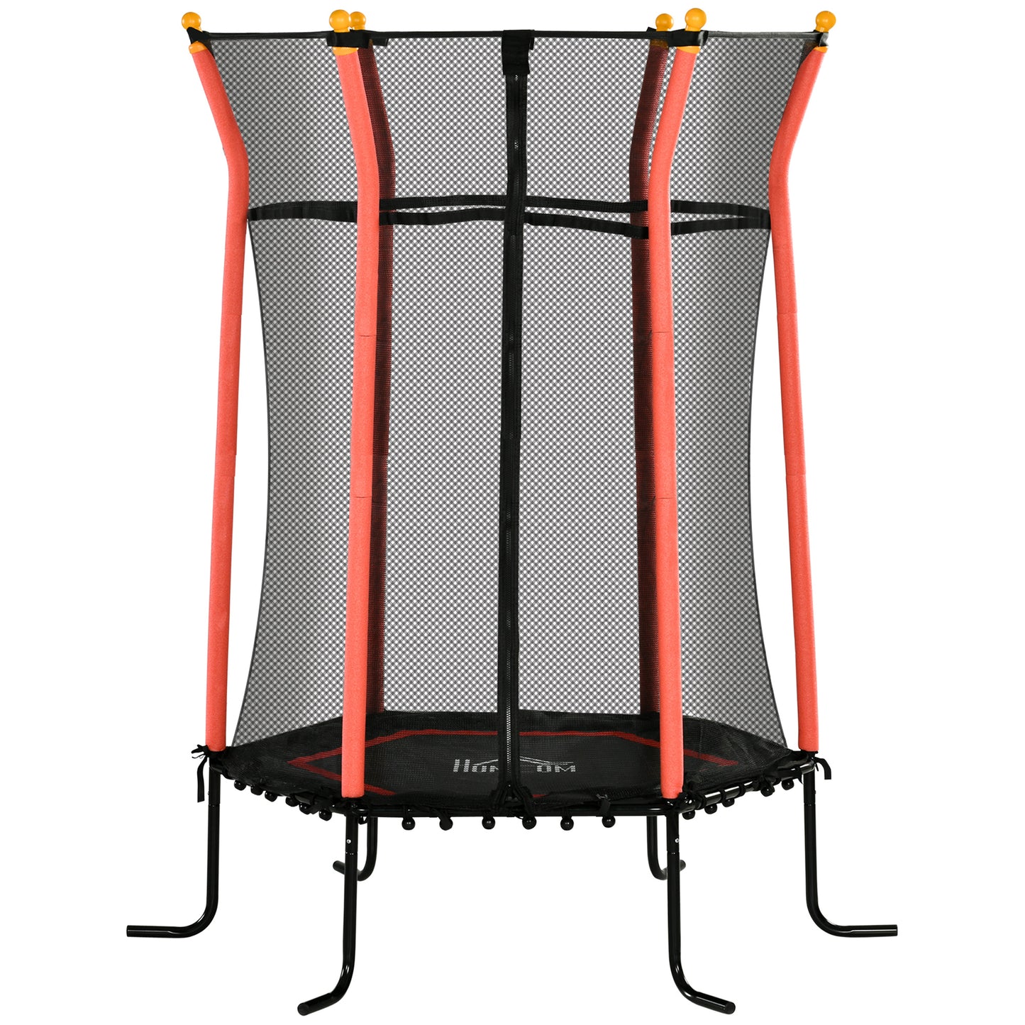 Homcom Cama Elástica Infantil De Jardín 122x111x190 Cm Carga 50 Kg Negro Y Rojo_0