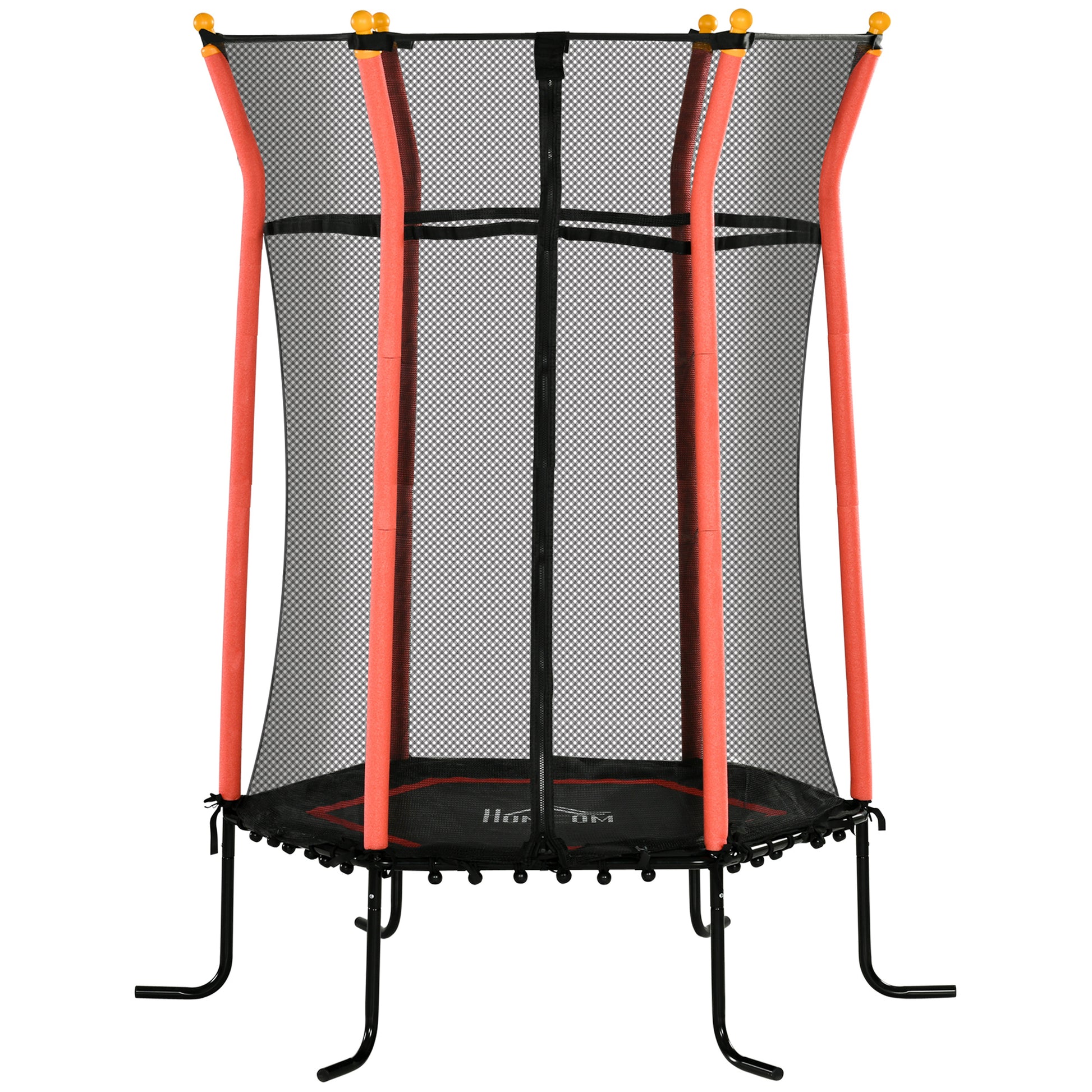 Homcom Cama Elástica Infantil De Jardín 122x111x190 Cm Carga 50 Kg Negro Y Rojo_0