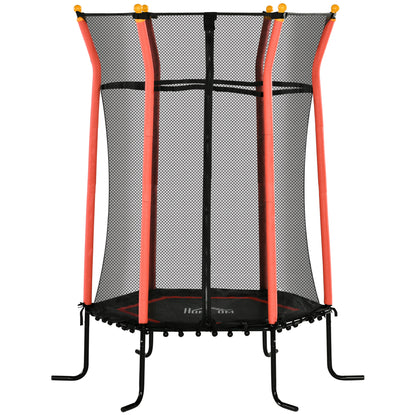 Homcom Cama Elástica Infantil De Jardín 122x111x190 Cm Carga 50 Kg Negro Y Rojo_0