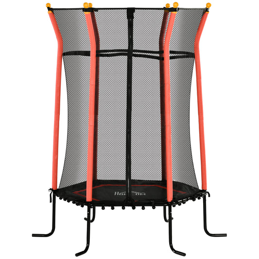 Homcom Cama Elástica Infantil De Jardín 122x111x190 Cm Carga 50 Kg Negro Y Rojo_0