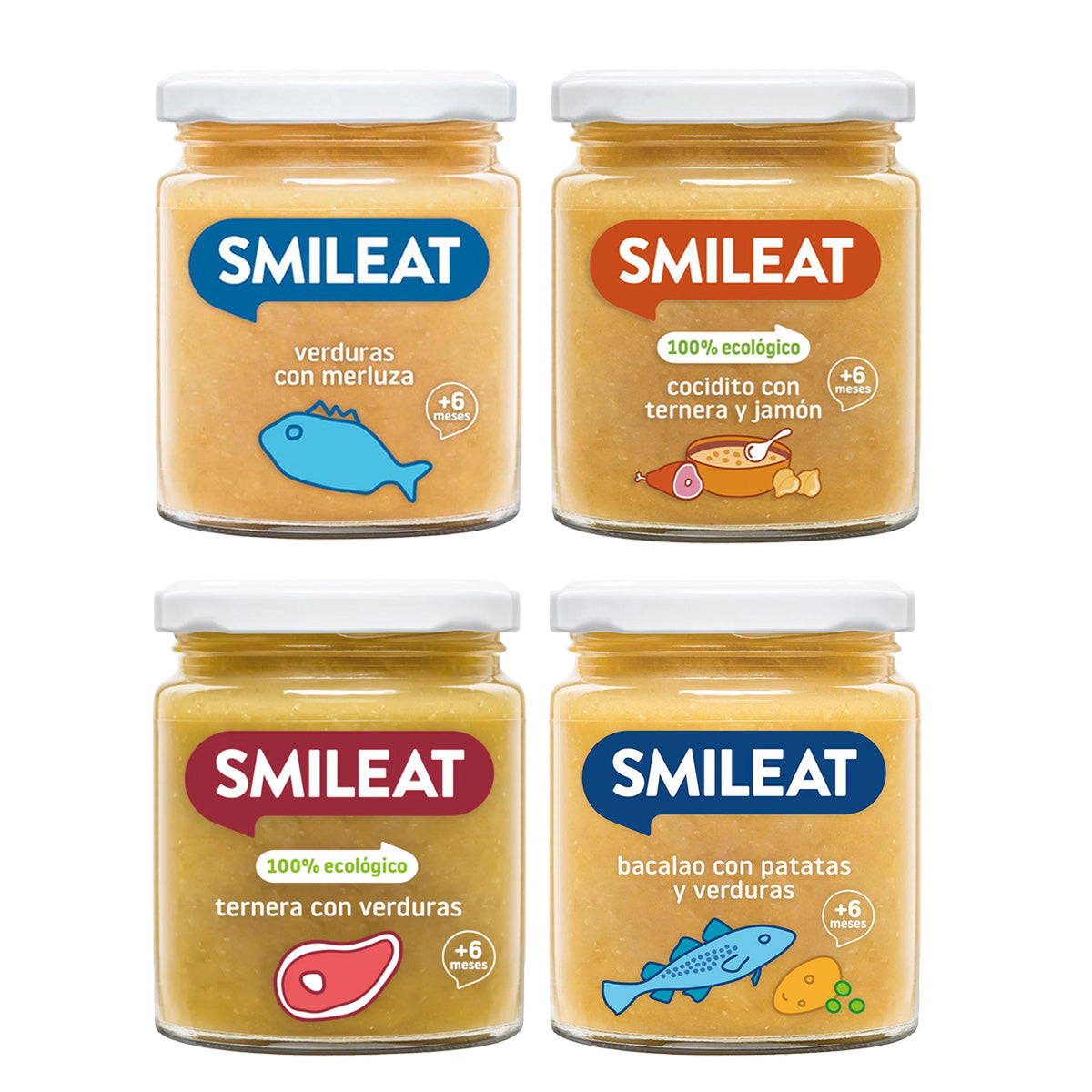 Pack Tarritos de Carne y Pescado BIO Smileat 4 uds de 230g