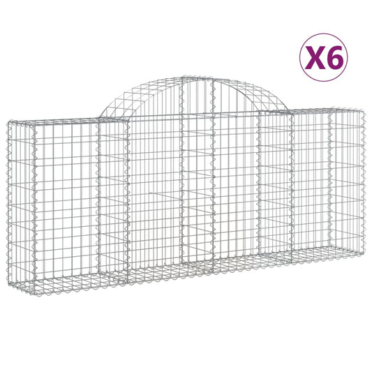 Cestas De Gaviones 6 Uds Forma De Arco Hierro 200x30x80/100 Cm_0