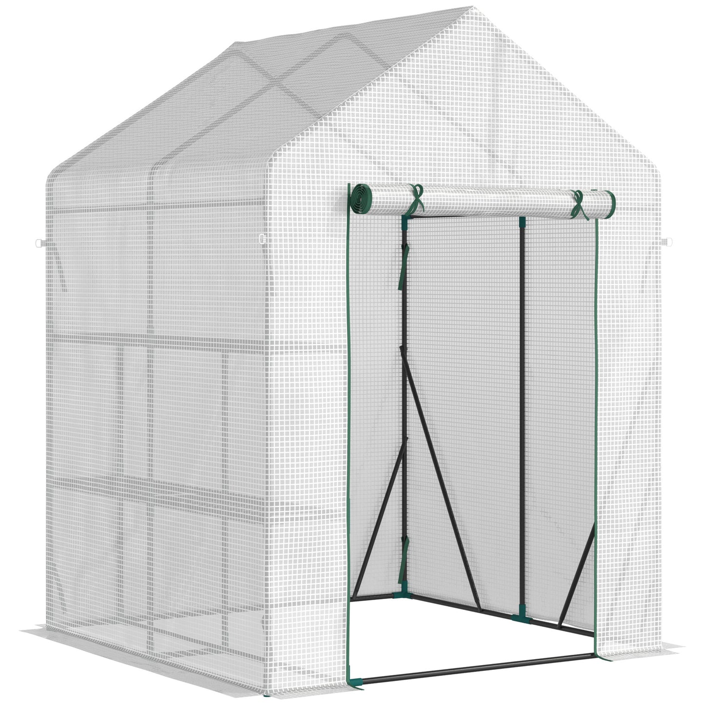 Outsunny Invernadero De Exterior Con 2 Estantes 143x143x195 Cm Blanco_0