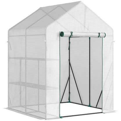 Outsunny Invernadero De Exterior Con 2 Estantes 143x143x195 Cm Blanco_0