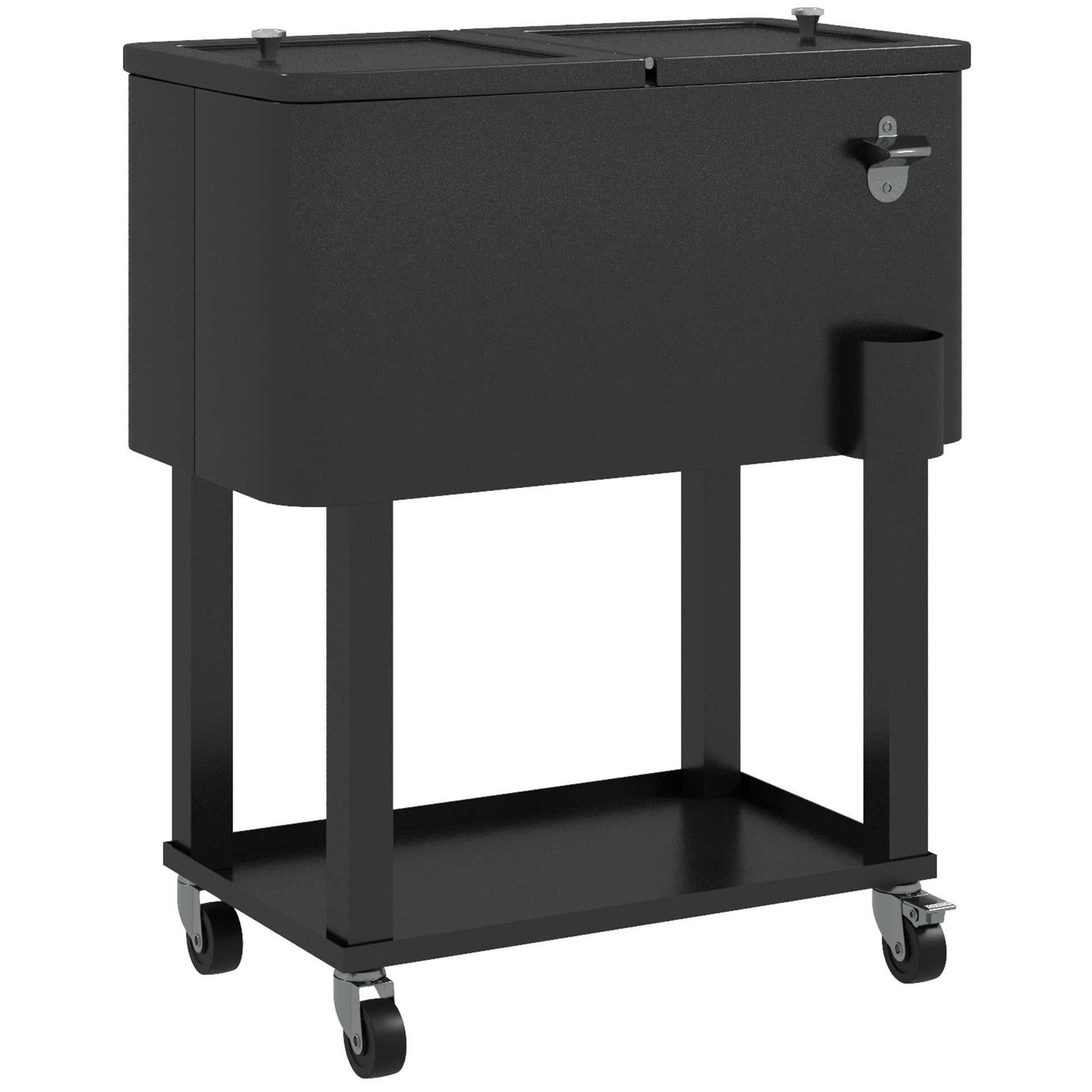 Outsunny Carro De Bebidas Refrigerado 56l Con Ruedas 67x35x80 Cm Negro_0