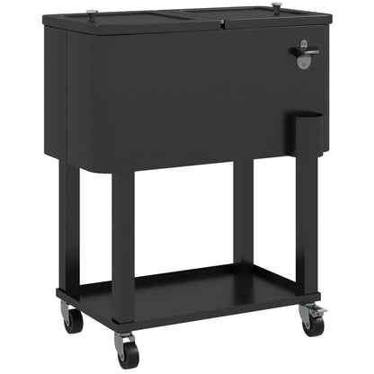 Outsunny Carro De Bebidas Refrigerado 56l Con Ruedas 67x35x80 Cm Negro_0