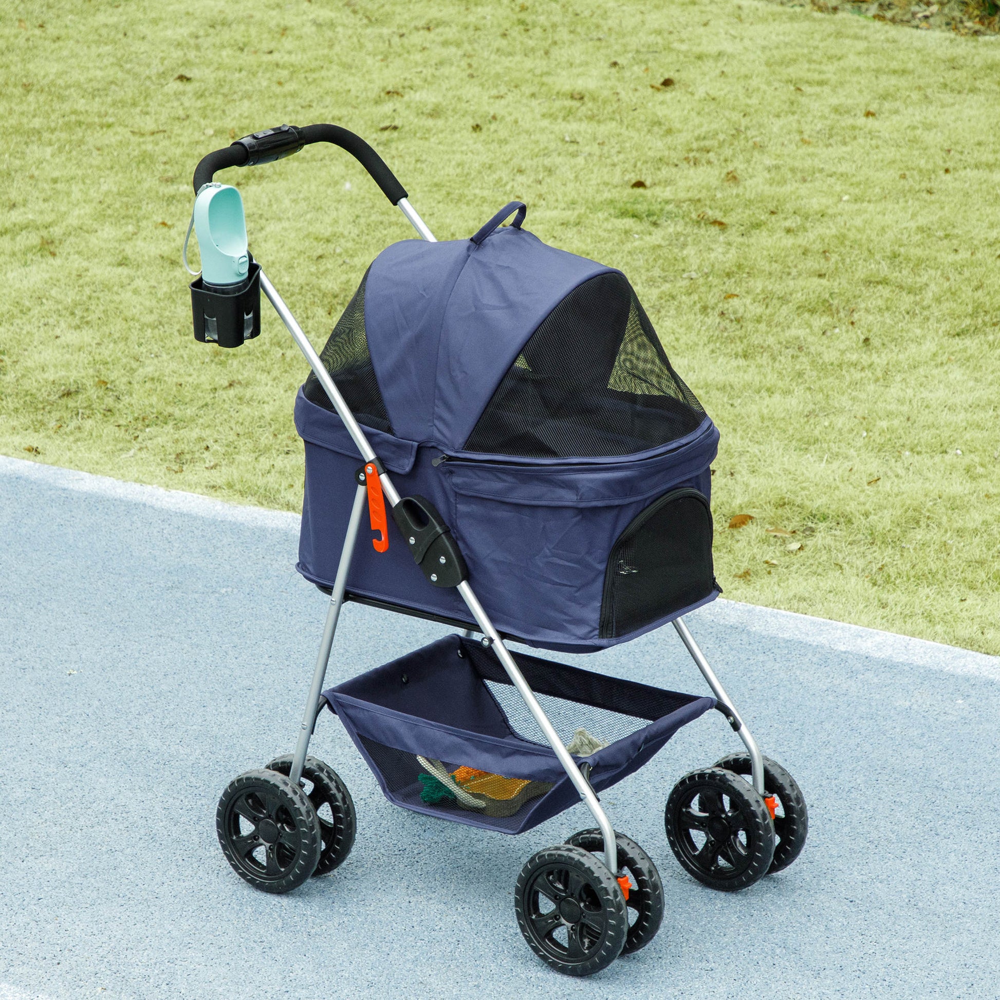 Pawhut Carrito Para Perros Plegable 3 En 1 Con Cesta De Almacenaje 76x50x102 Cm_1