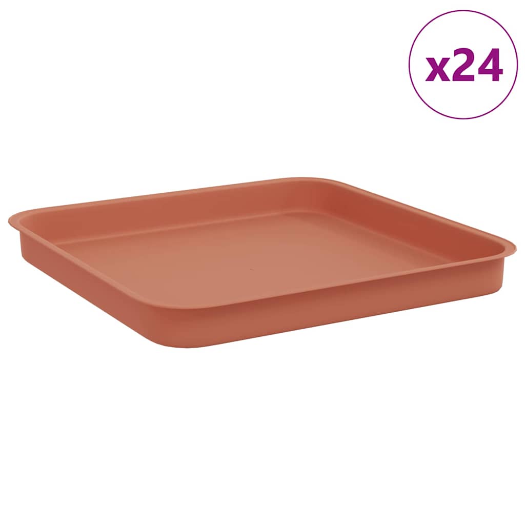 Bandeja Cuadrada Para Flores 24 Uds. Rojo Ladrillo Plástico_0