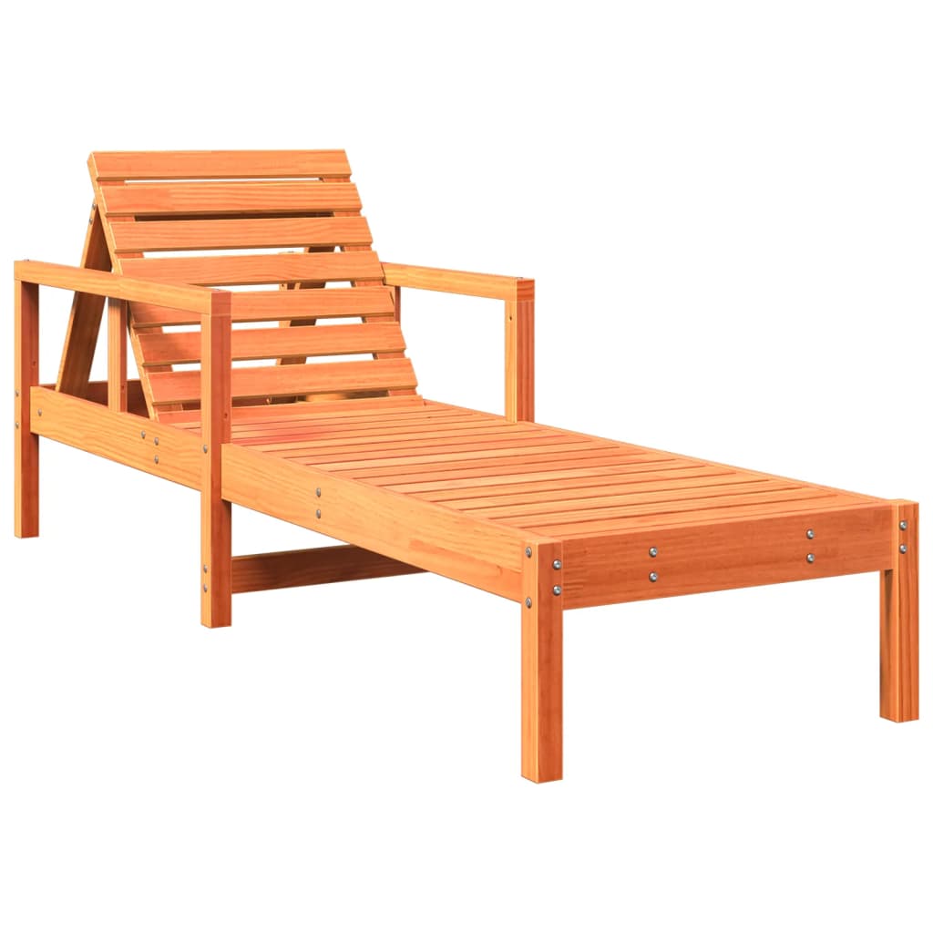 Tumbona De Madera Maciza De Pino Marrón Cera 199,5x62x55 Cm / Vetonek_1