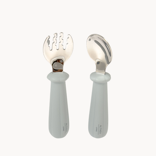 Juego De Tenedor Y Cuchara - Gris Perla._0