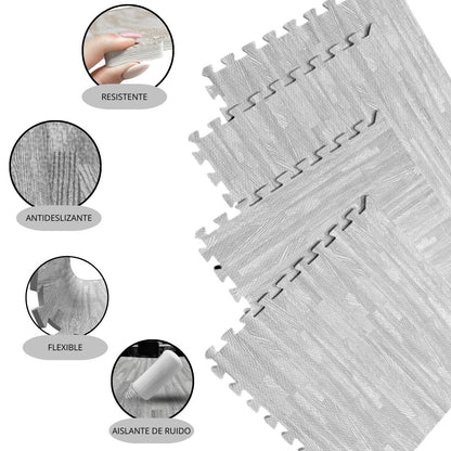 Jowy Tatami Puzzle 1cm 60x60cm – Pack 4 Uds (t60-4) Parquet Gris_2